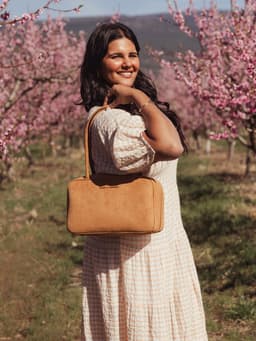 The Darling Satchel Cognac Suede — view 3