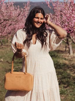 The Darling Satchel Cognac Suede — view 2